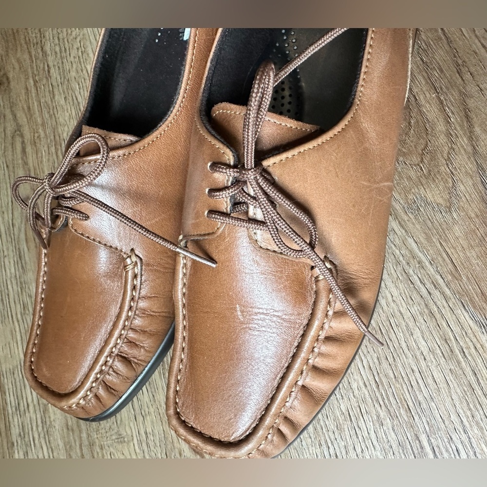 SAS ‘Petra’ Tan leather lace-up moccasin loafers, size 10 - Picture 6 of 7